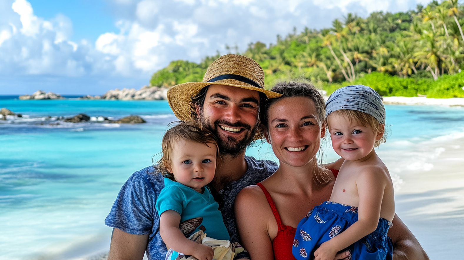 Família feliz em viagem